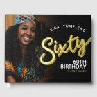 Sixty 60th birthday photos black gold guest book