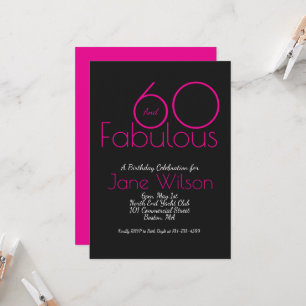  Sixty And Fabulous Birthday Invitation Chic Pink 