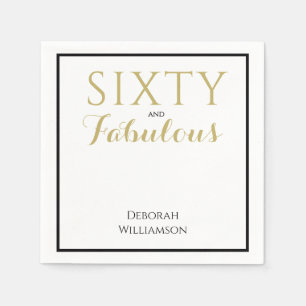 Sixty and Fabulous Black Gold 60th Birthday Napkin