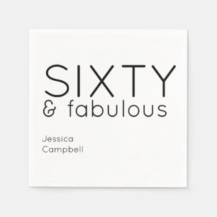 Sixty and Fabulous Black & Pink 60th Birthday Napkin