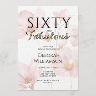 Sixty and Fabulous Black Pink 60th Birthday Party Invitation