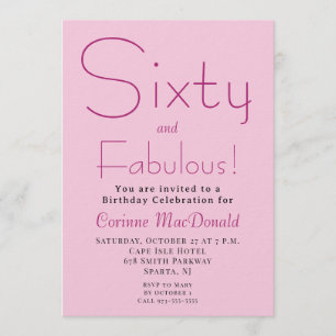 Sixty and Fabulous Blush Pink 60th Birthday Party Invitation
