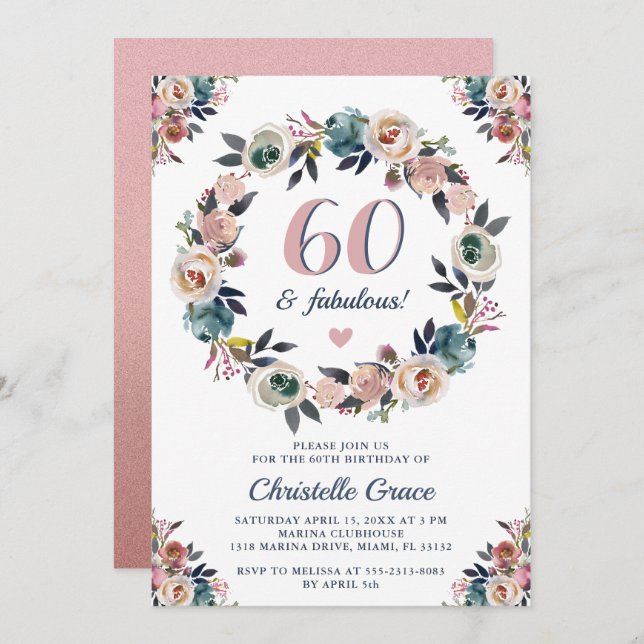 Sixty and Fabulous Chic Ladies 60th Birthday Party Invitation (Front/Back)
