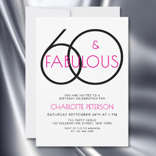 Sixty and Fabulous Modern 60th Birthday Party Invitation