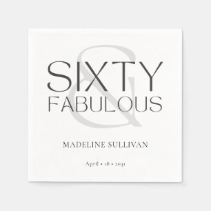 Sixty and Fabulous Name Date 60th Birthday Party Napkin