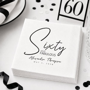 Sixty and Fabulous Name Date 60th Birthday Party Napkin