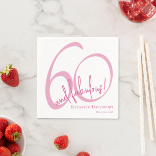 Sixty and Fabulous Name Date 60th Birthday Party Napkin