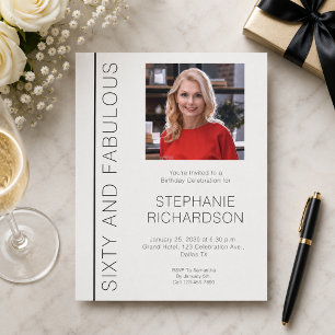 Sixty and Fabulous Photo 60th Birthday Party Invitation