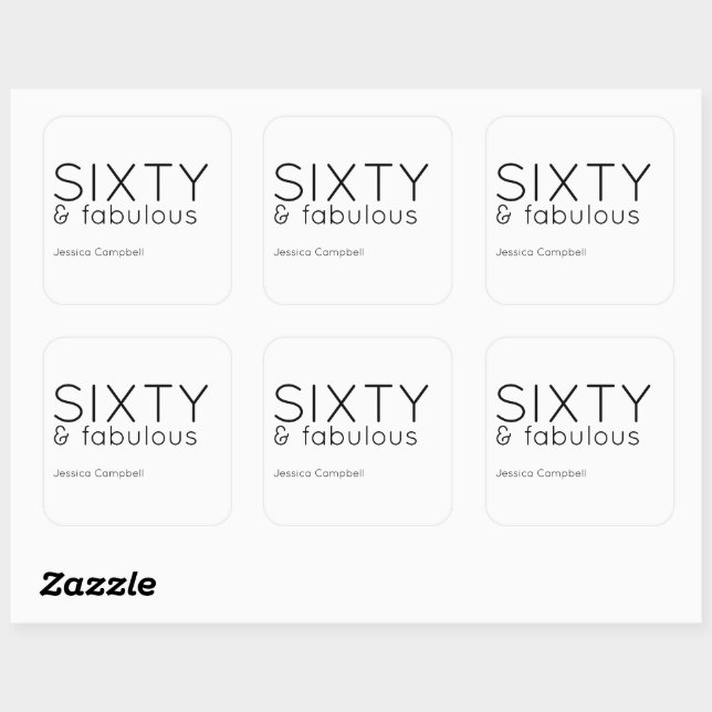 Sixty and Fabulous Script 60th Birthday Napkins Square Sticker (Sheet)