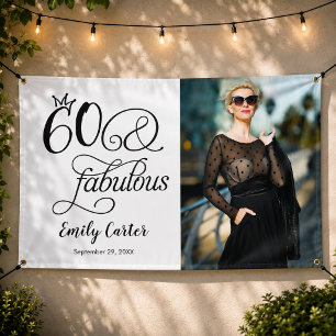 Sixty and Fabulous Script 60th Birthday Party Banner