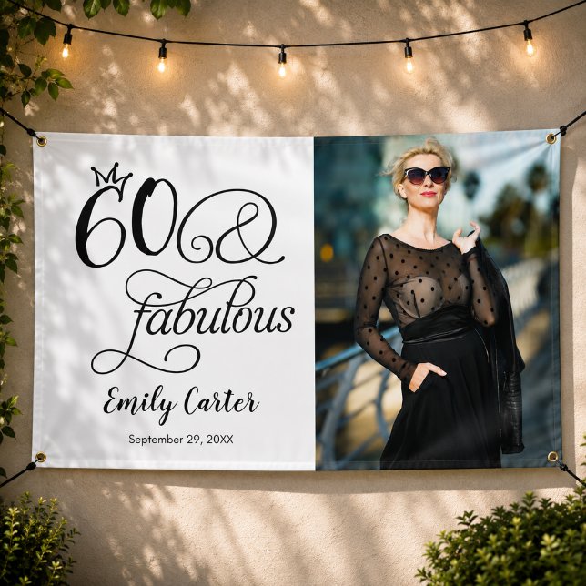 Sixty and Fabulous Script 60th Birthday Party Banner (Creator Uploaded)