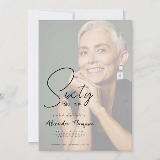 Sixty and Fabulous Script 60th Birthday Party Invitation (Front)