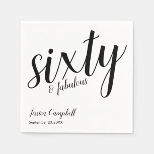 Sixty and Fabulous Script Name 60th Birthday Napkin