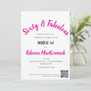Sixty and Fabulous Script Pink 60th Birthday Invitation