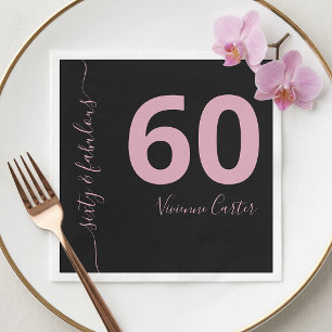 Sixty and Fabulous Script Pink 60th Birthday Party Napkin