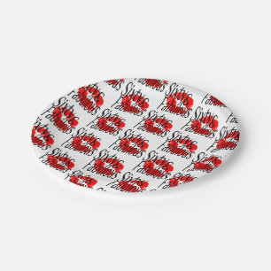 Sixty and Fabulous with Hot Red Lips Paper Plate