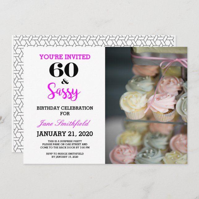 Sixty And Sassy 60th Birthday Party Invitation (Front/Back)
