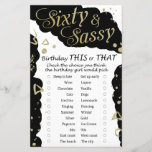 Sixty and Sassy Birthday this or that game<br><div class="desc">Sixty and Sassy Birthday this or that game</div>