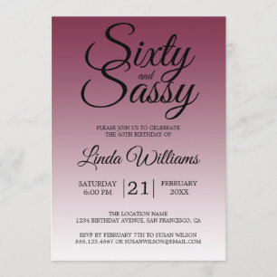 Sixty and Sassy Red Plum 60th Birthday Invitation