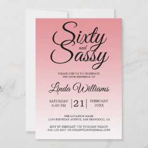 Sixty and Sassy Strawberry Ice 60th Birthday Invitation