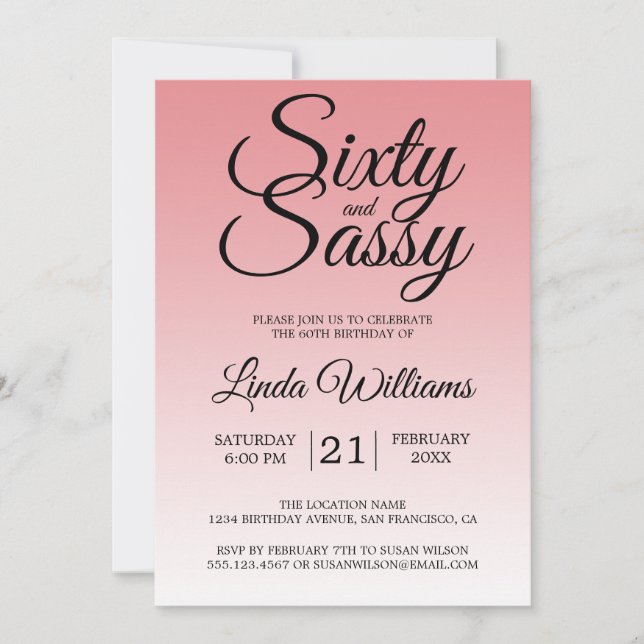 Sixty and Sassy Strawberry Ice 60th Birthday Invitation (Front)