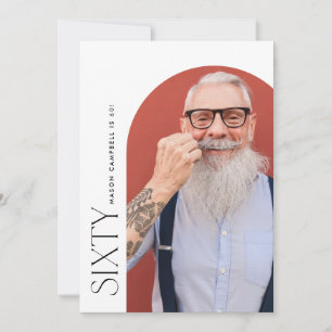 sixty arch photo 60th modern simple birthday party invitation