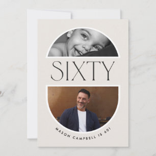 sixty arch photo 60th modern simple birthday party invitation