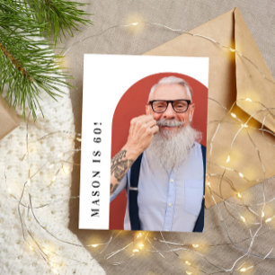 sixty arch photo 60th modern simple birthday party invitation