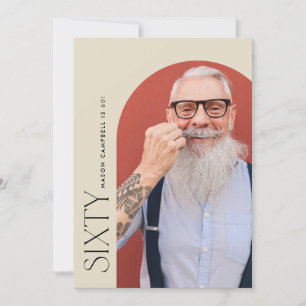 sixty arch photo 60th modern simple birthday party invitation