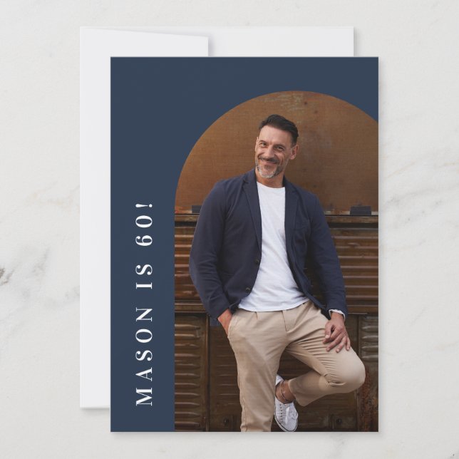 sixty arch photo 60th modern simple birthday party invitation (Front)