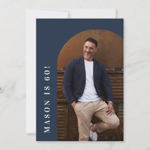 sixty arch photo 60th modern simple birthday party invitation