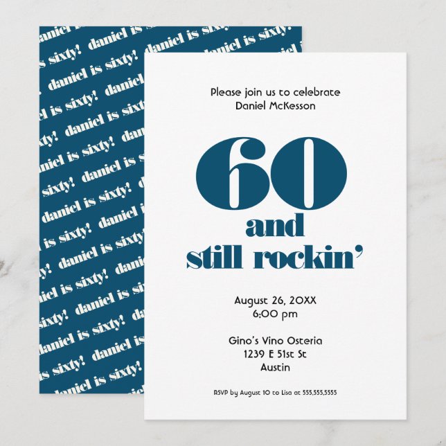 Sixty Birthday 60 and Still Rockin' | Party Invitation (Front/Back)