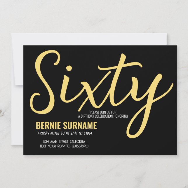 Sixty Birthday 60th Simple Birthday Party Invitation (Front)