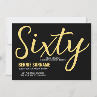 Sixty Birthday 60th Simple Birthday Party Invitation