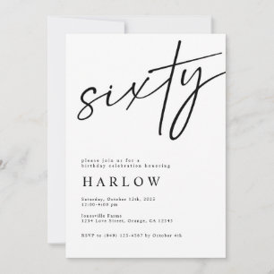 Sixty Black and White Birthday Invitation