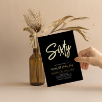 Sixty | Black Chic Script 60th Birthday Party