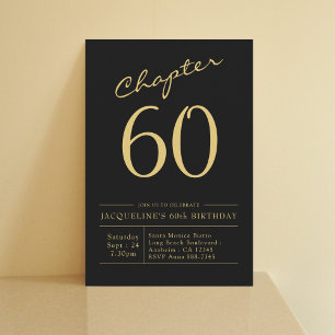 Sixty Black Gold 60th Birthday Party Invitation