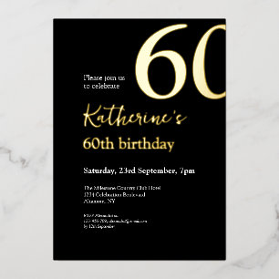 Sixty Black & Gold Chic Modern 60th Birthday Party