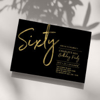 Sixty | Black & Gold Modern 60th Birthday Party
