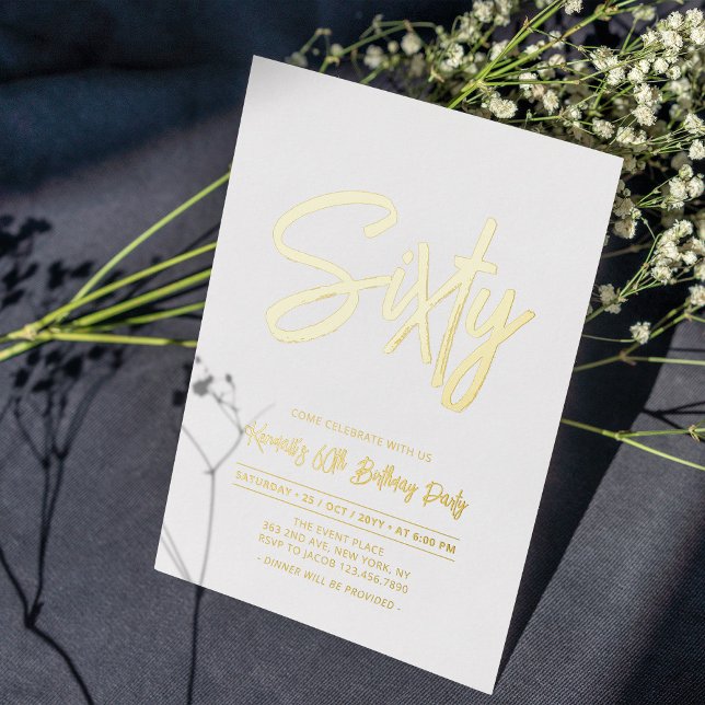 Sixty | Chic Foil Script 60th Birthday Party (Creator Uploaded)