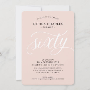 SIXTY elegant birthday chic modern blush pink Invitation