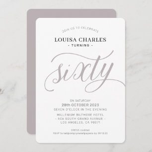 SIXTY elegant birthday chic script modern mushroom Invitation