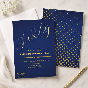 Sixty Elegant Blue & Gold 60th Birthday