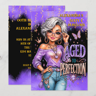 Sixty Fabulous Birthday Aged to Perfection Purple Invitation