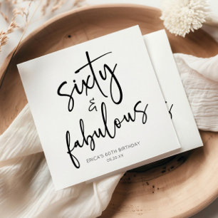 Sixty & Fabulous Minimal 60th Birthday Party Napkin