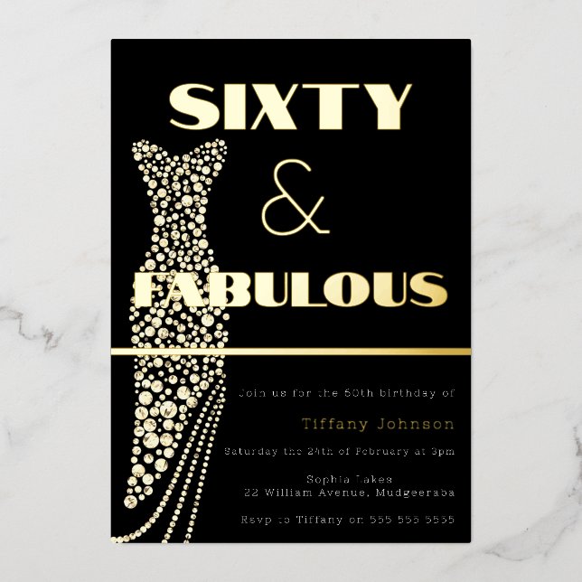 Sixty & Fabulous Vintage Dress Gold 60th Birthday (Front)