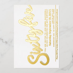 Sixty five 65th Birthday party white gold script