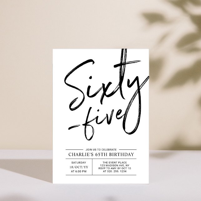 Sixty Five | Modern 65th Birthday Party Invitation (Creator Uploaded)
