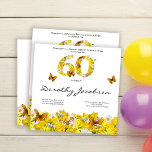 Sixty Floral flowers 60th Birthday invitation<br><div class="desc">A beautiful birthday invitation with a yellow flower arrangement. -- You can easily change the text. Use the 'Personalise' option and then just add your desired text to the boxes. Or make them blank if you don't want a text added. If you want to do further customisations like change the...</div>