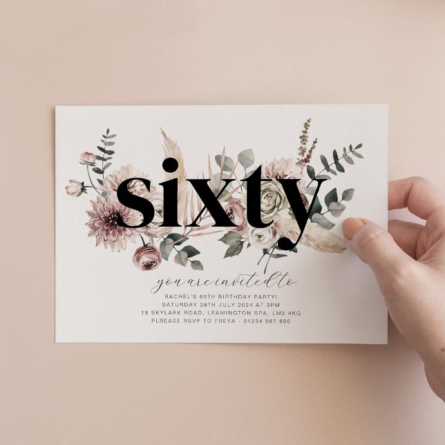 Sixty Florals - 60th Birthday Invitation (Creator Uploaded)